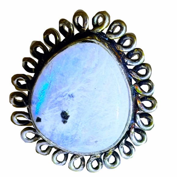 Artisan Jewelry - New 925 Sterling Silver Blue Flash Moonstone Uncommon Artisan Uncommon Ring